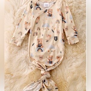 Bamboo Baby Boy Bear Print Baby Gown OS
